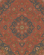 Rustic Terracotta Floral Medallion Rug - Cutout View
