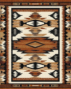 Rustic Terracotta Geometric Stepped Rug - Cutout View