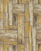 Rustic Weathered Wood Plank Assembly Rug - Cutout View
