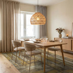 Rustic Weathered Wood Plank Assembly Rug Dining Room View