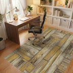 Rustic Weathered Wood Plank Assembly Rug Office View
