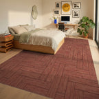 Rustic Wood Grain Parquet Rug Bedroom View