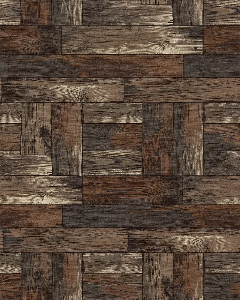 Rustic Wood Plank Parquet Rug - Cutout View