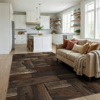 Rustic Wood Plank Parquet Rug Living Room View