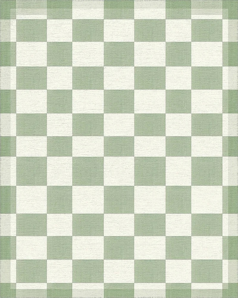 Sage Green Checkerboard Squares Rug - Cutout View