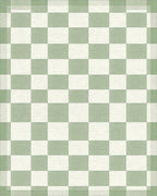 Sage Green Checkerboard Squares Rug - Cutout View