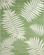 Sage Green Fern Leaf Botanical Rug - Cutout View