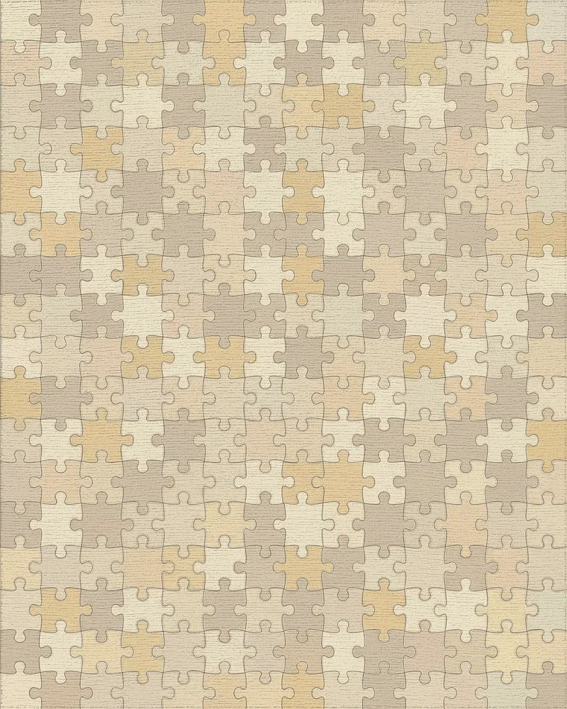 Sandy Beige Puzzle Pieces Area Rug - Cutout View