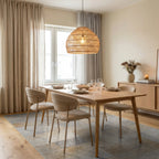 Sandy Beige Stone Brick Texture Rug - Dining Room View