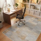Sandy Beige Stone Brick Texture Rug - Office View