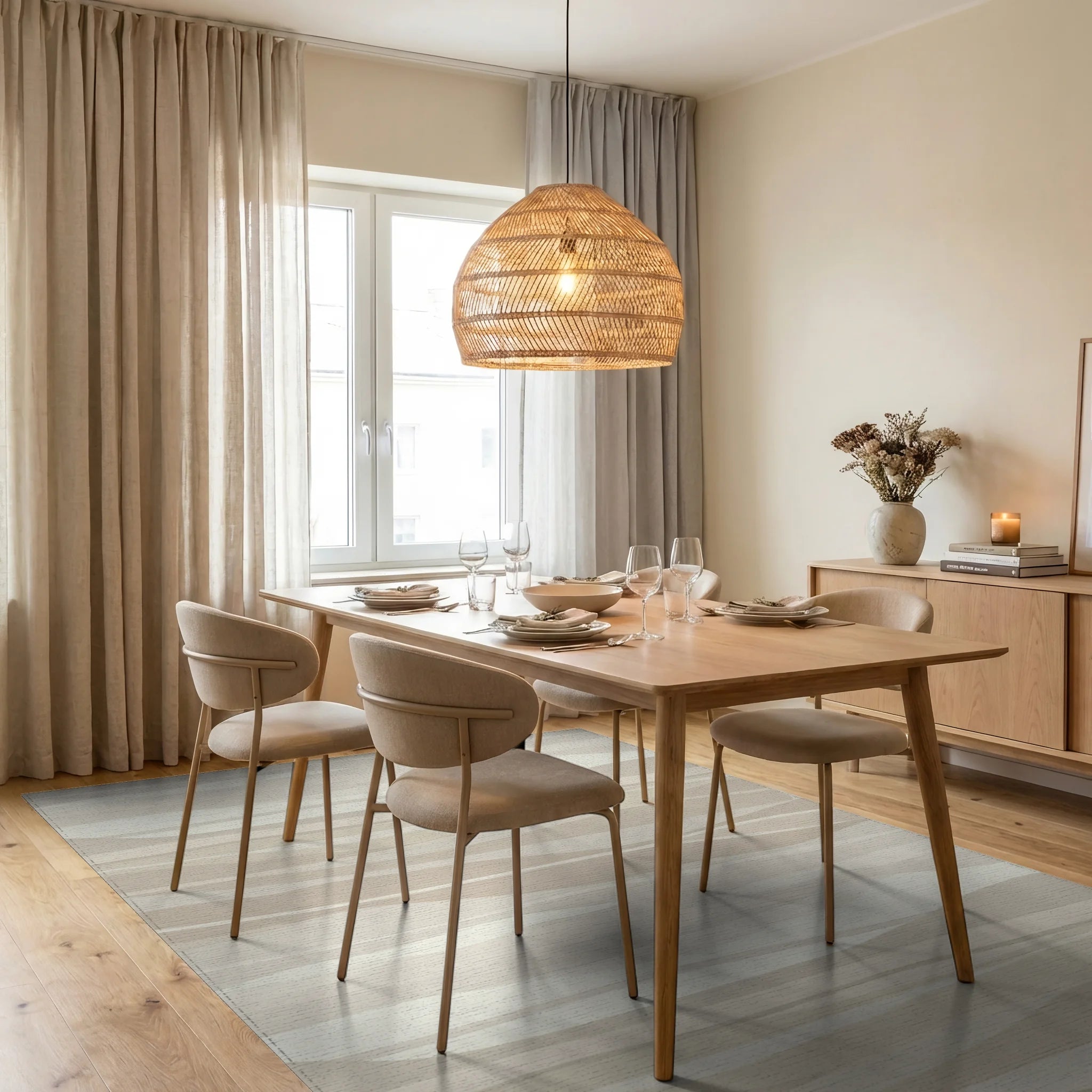 Sandy Dune Wave Contemporary Rug Dining Room View