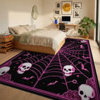 Scary Halloween Skull Bat Web Design Rug - Bedroom View