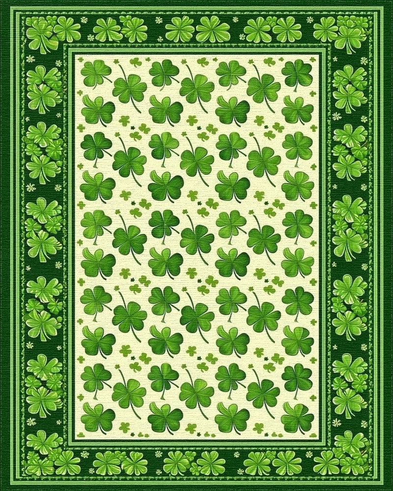 Scattered Shamrock Green Border Rug - Cutout View