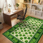 Scattered Shamrock Green Border Rug - Office View