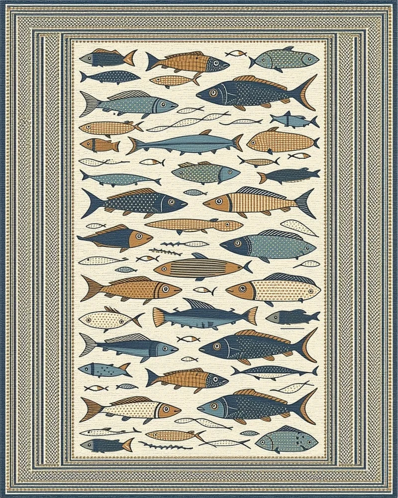 School Of Fish Marine Life Rug - Cutout View