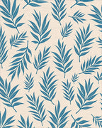 Seamless Blue Fern Leaf Pattern Rug - Cutout View