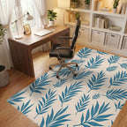 Seamless Blue Fern Leaf Pattern Rug Office View