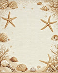 Seashell Starfish Sandy Beach Collection Rug - Cutout View