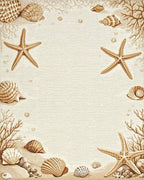Seashell Starfish Sandy Beach Collection Rug - Cutout View