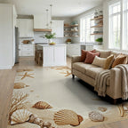 Seashell Starfish Sandy Beach Collection Rug - Living Room View