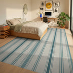 Seaside Coastal Striped Farmhouse Rug Bedroom View