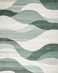 Serene Green Wavy Landscape Rug - Cutout View