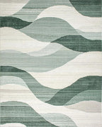 Serene Green Wavy Landscape Rug - Cutout View