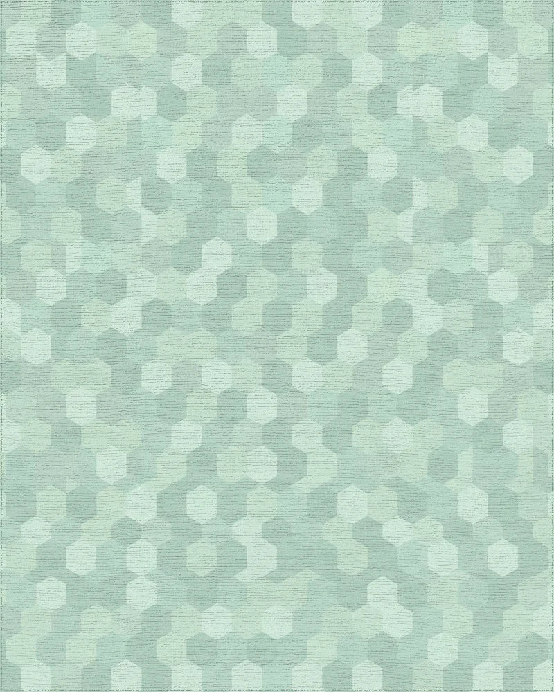 Serene Mint Hexagon Mosaic Rug - Cutout View
