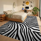 Sharp Contrast Zebra Swirl Rug - Bedroom View