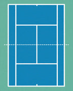 Simple Blue Court Lines Rug - Cutout View