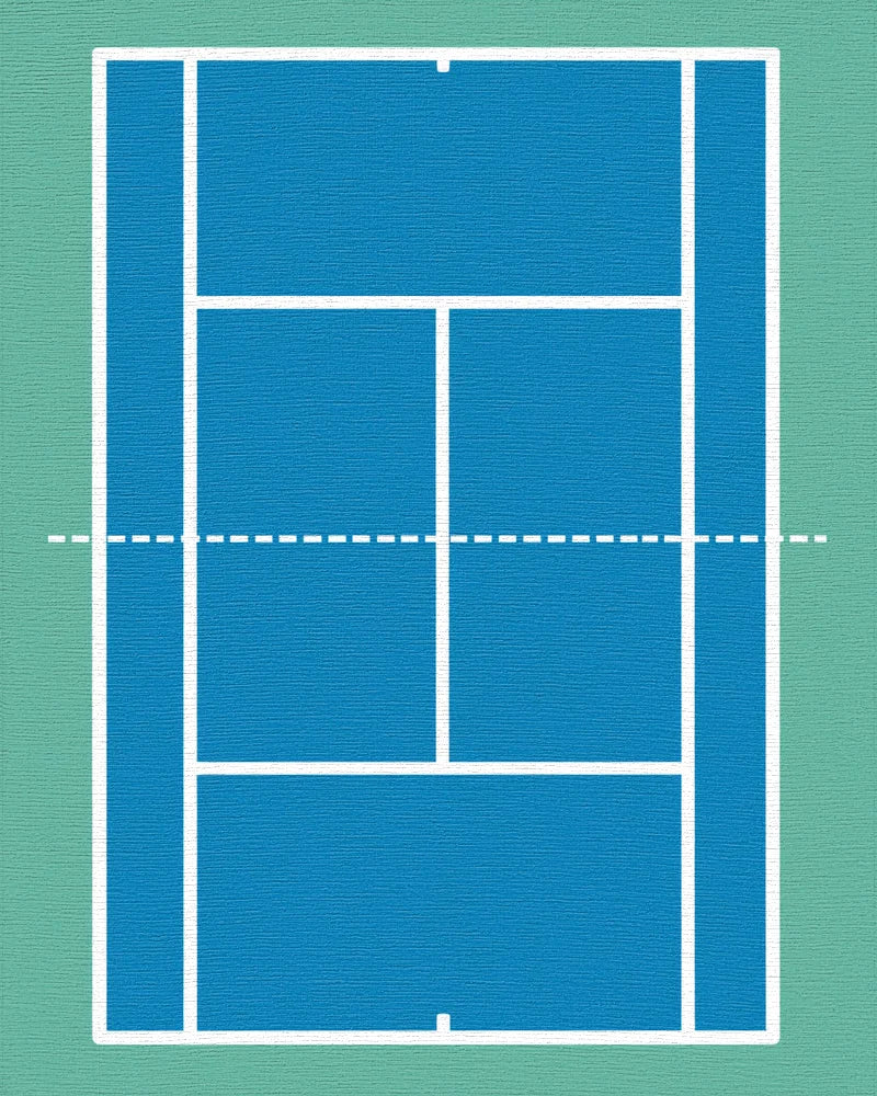 Simple Blue Court Lines Rug - Cutout View