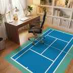 Simple Blue Court Lines Rug Office View