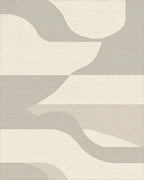 Soft Beige Abstract Wave Curves Rug - Cutout View