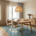 Soft Blue Cityscape Road Network Rug Dining Room View