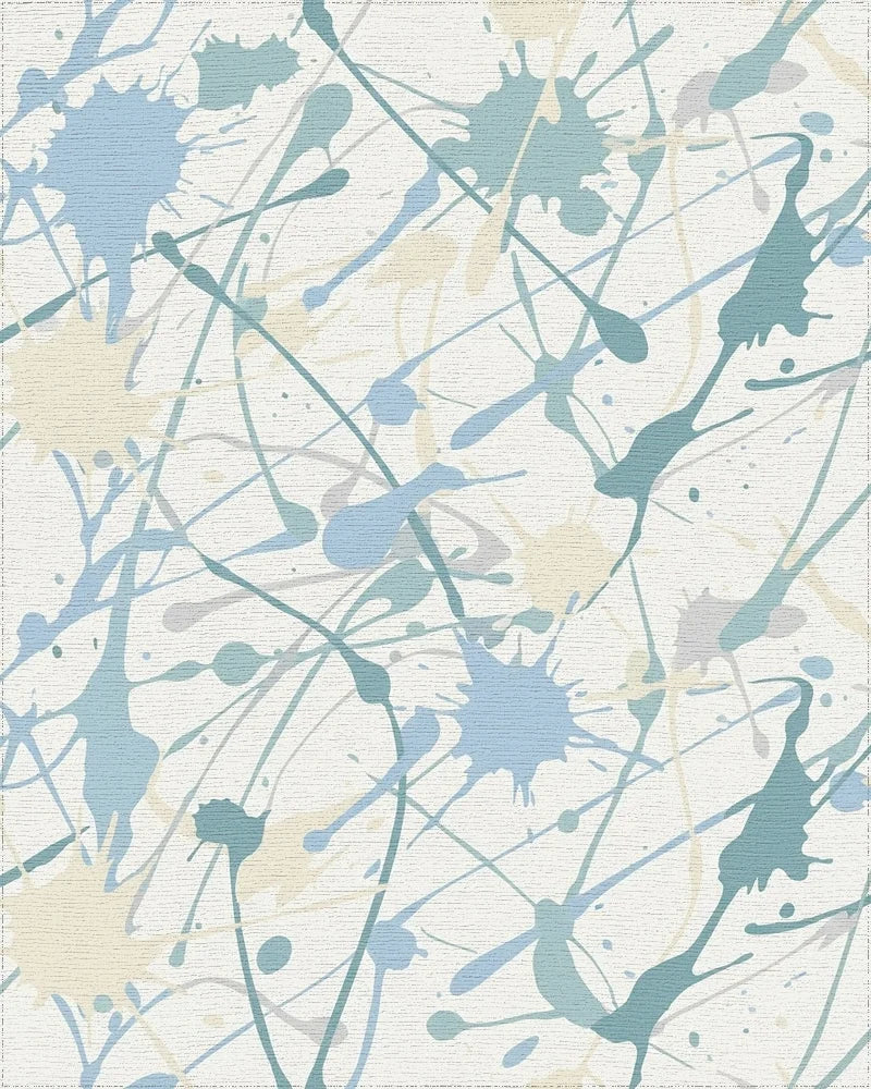 Soft Blue Splatter Paint Abstract Rug - Cutout View