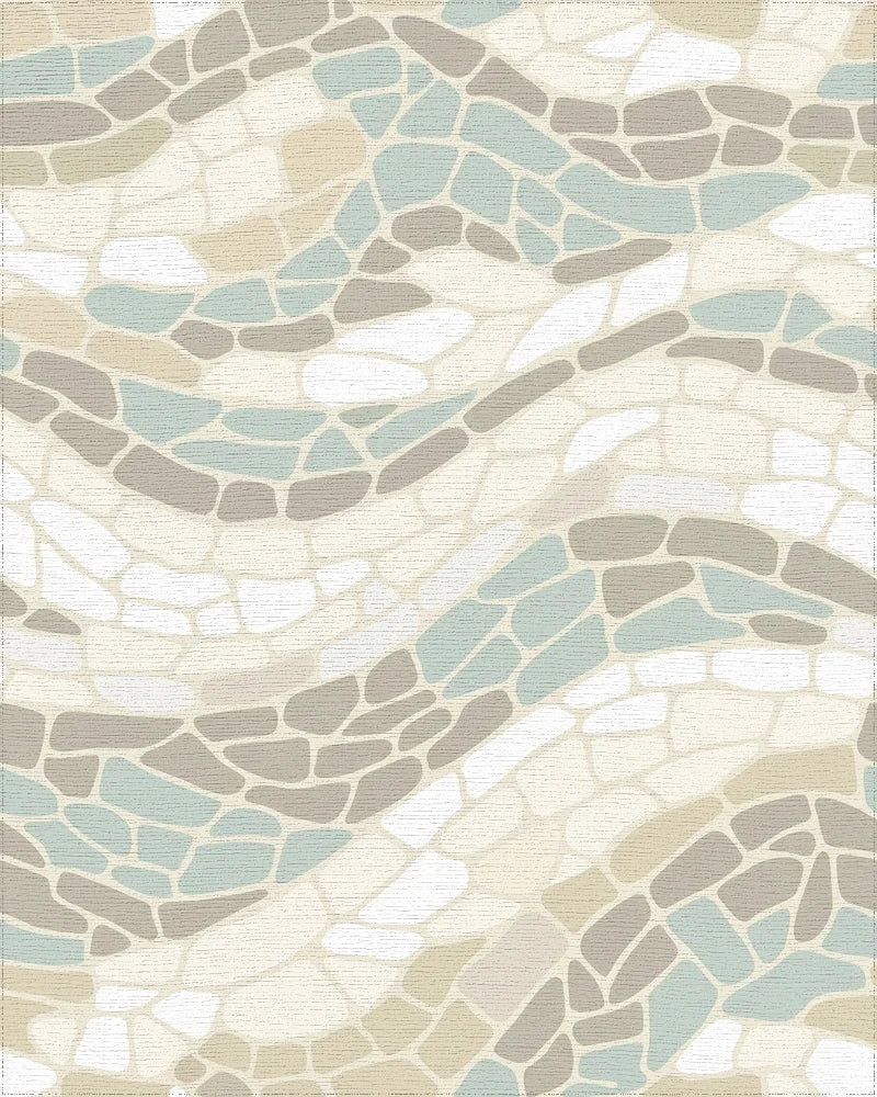 Soft Earthy Tones Wavy Mosaic Rug - Cutout View