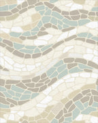 Soft Earthy Tones Wavy Mosaic Rug - Cutout View