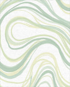 Soft Green Abstract Wavy Stripes Rug - Cutout View