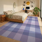 Soft Lavender Gingham Check Rug Bedroom View