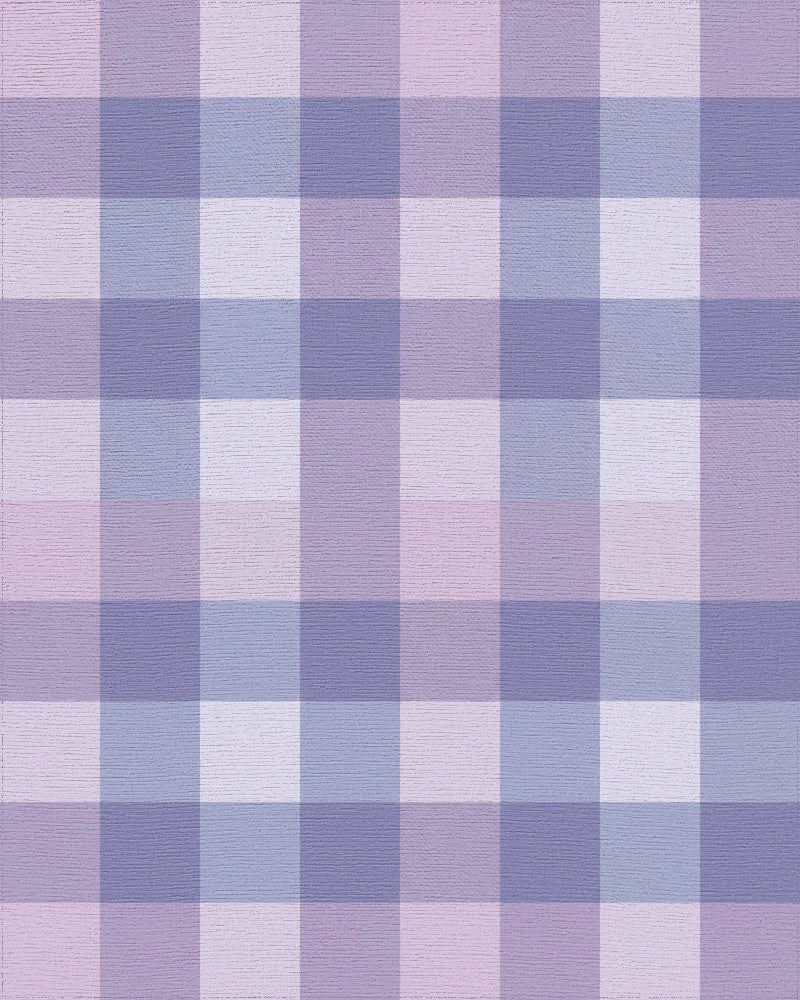 Soft Lavender Gingham Check Rug - Cutout View