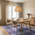 Soft Lavender Gingham Check Rug Dining Room View