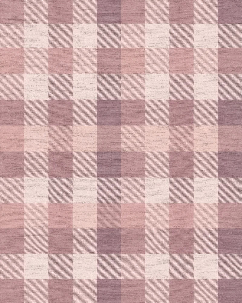 Soft Mauve Gingham Plaid Blanket Rug - Cutout View