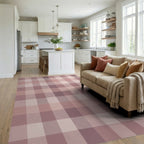 Soft Mauve Gingham Plaid Blanket Rug Living Room View