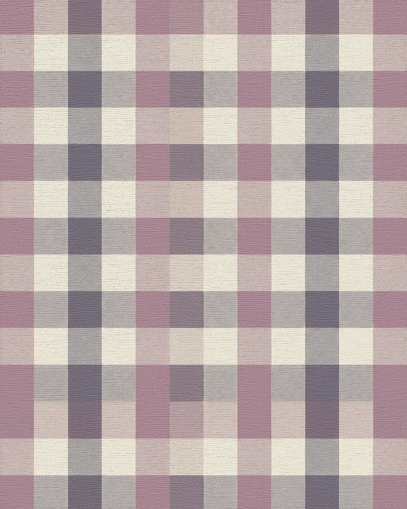 Soft Mauve Plaid Checkered Rug - Cutout View