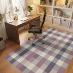 Soft Mauve Plaid Checkered Rug Office View
