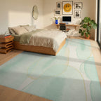Soft Mint Abstract Organic Forms Rug Bedroom View