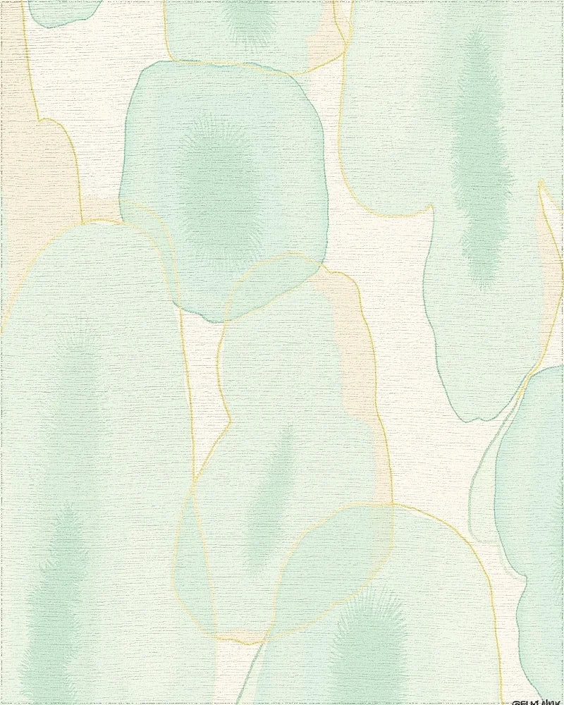 Soft Mint Abstract Organic Forms Rug - Cutout View