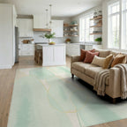 Soft Mint Abstract Organic Forms Rug Living Room View