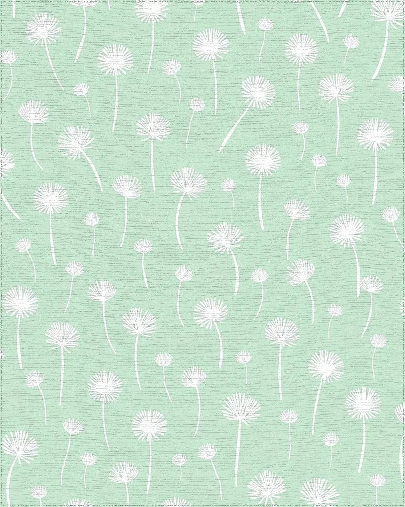 Soft Mint Dandelion Field Pattern Rug - Cutout View