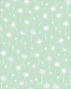 Soft Mint Dandelion Field Pattern Rug - Cutout View
